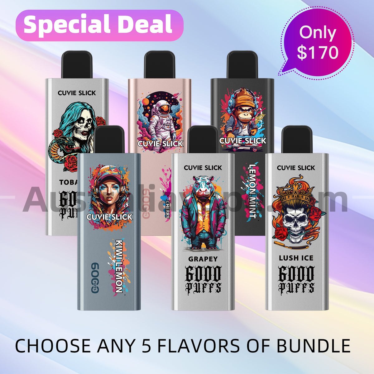 Any 5 x Hqd Slick 6000 Puffs Bundle