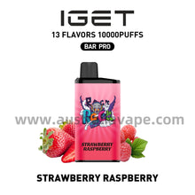 Load image into Gallery viewer, IGET Bar Pro Disposable Vape 10000 Puffs - Strawberry Raspberry